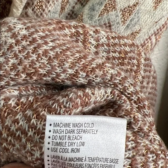 Anthropologie La Fee Verte Chevron Zig Zag MetallicLong Cardigan Size M/L - Picture 8 of 8